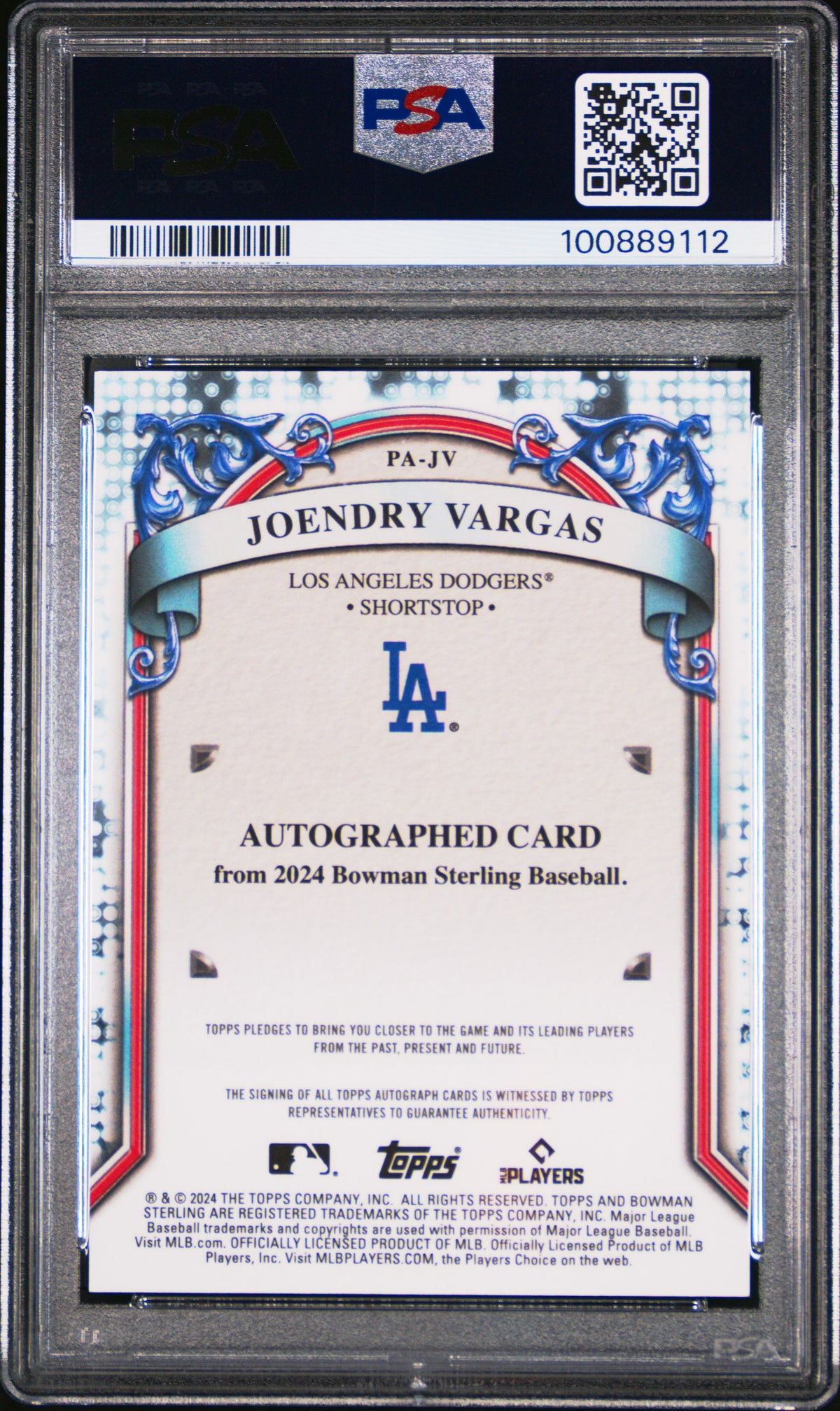 2024 Bowman Sterling Prospect Auto Joendry Vargas #PAJV Wave Refractor PSA 10