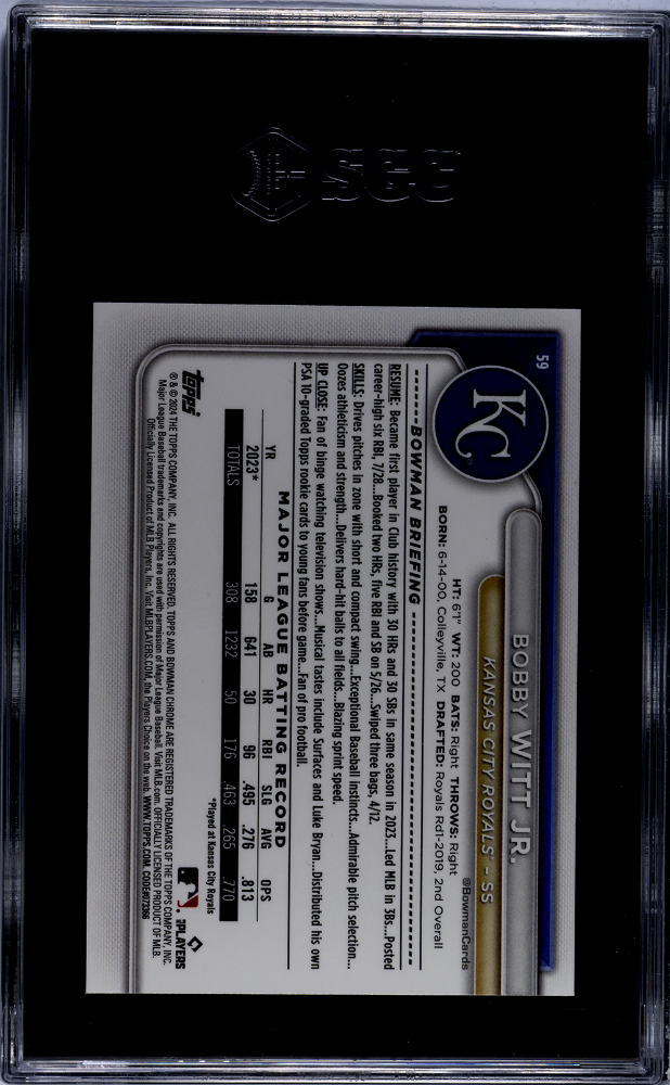2024 Bowman Mega Box Bobby Witt JR. #59 SGC 9