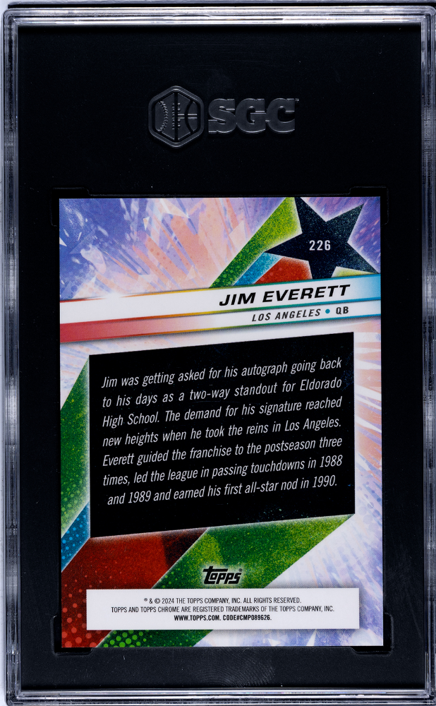 2024 Topps Cosmic Chrome Jim Everett #226 Black Eclipse Refractor SGC 10