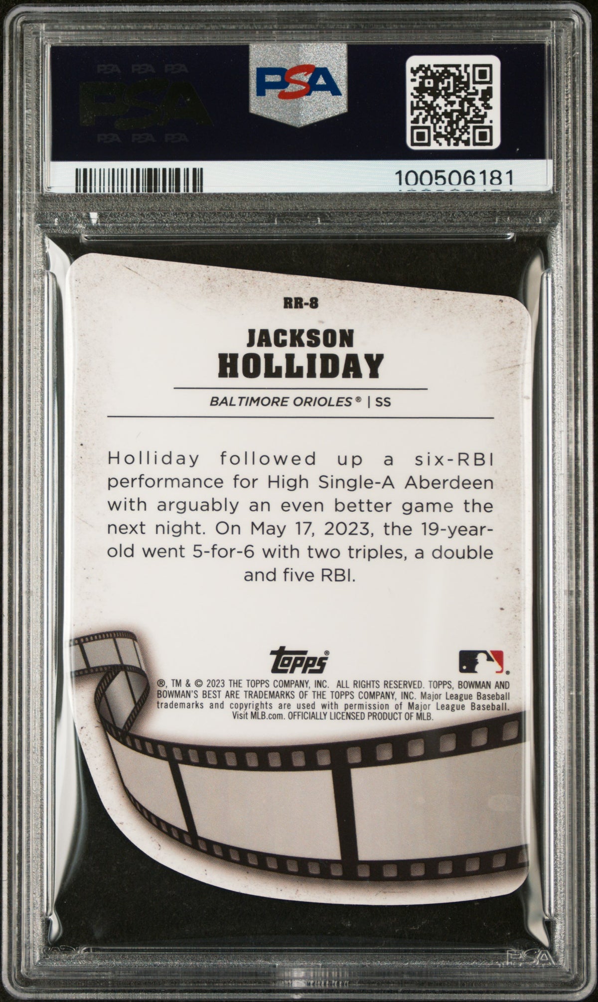 2023 Bowman's Best Reel To Reel Die-Cuts Jackson Holliday #RR8 PSA 10