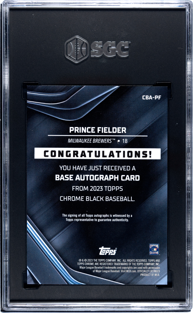 2023 Topps Chrome Black Prince Fielder #CBA-PF Refractor SGC 10 Auto 10