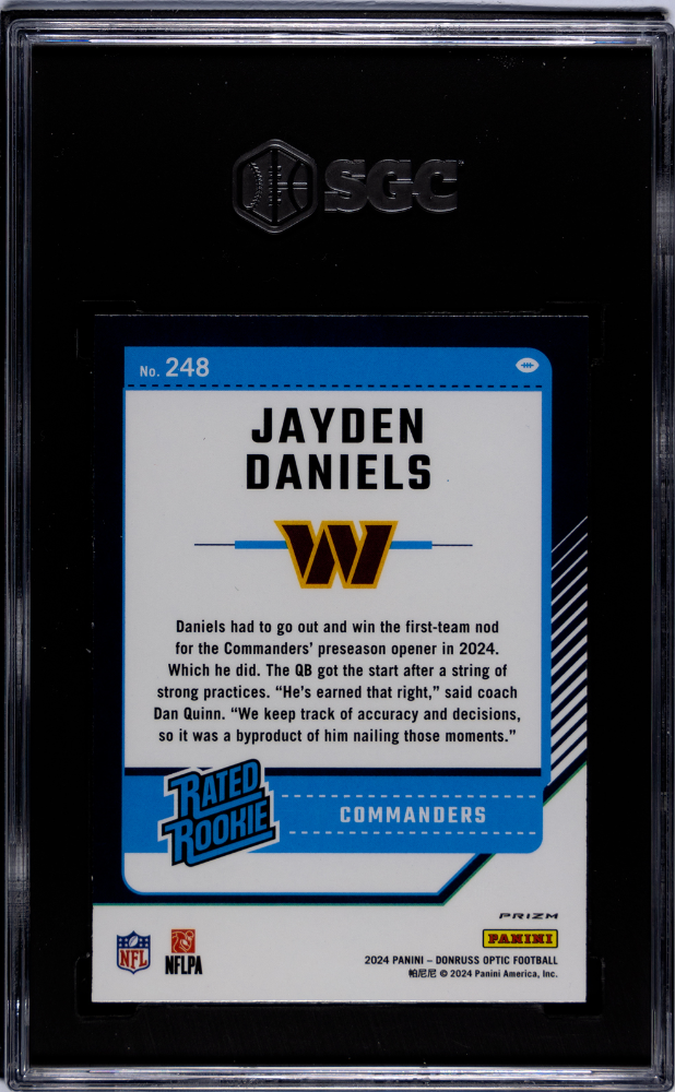 2024 Donruss Optic Jayden Daniels #248 Green Velocity Prizm SGC 9