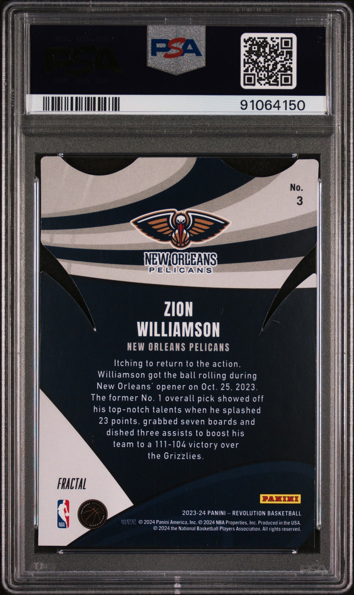 2023 Panini Revolution Liftoff! Zion Williamson #3 Fractal PSA 9