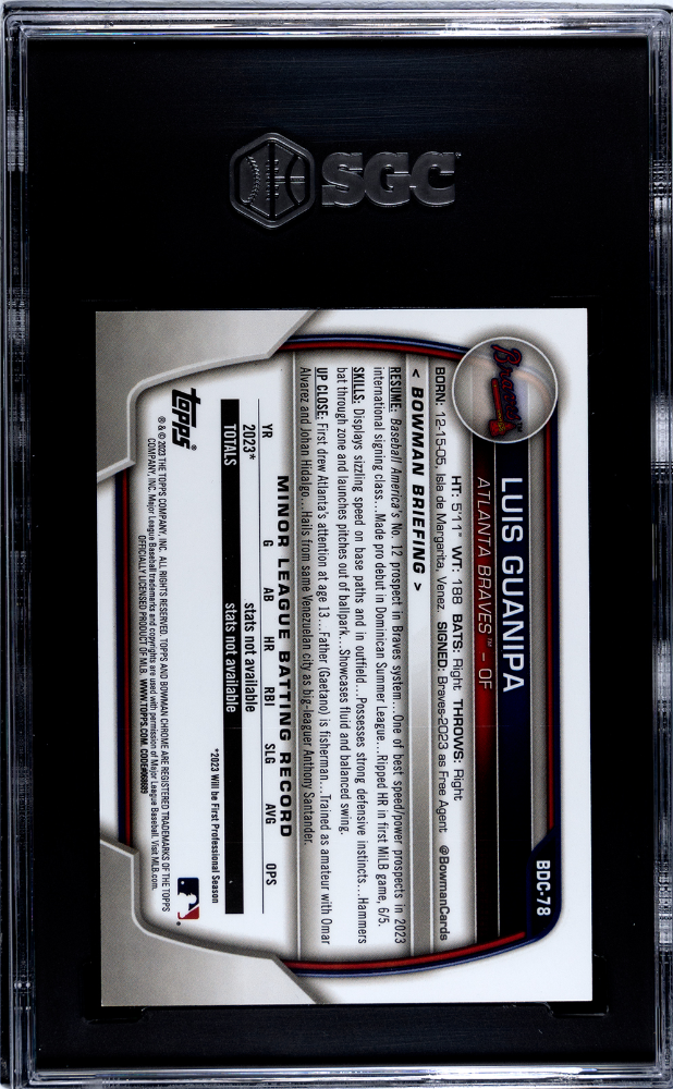 2023 Bowman Draft Luis Guanipa #BDC-78 CHR. Rose Gold Refractor SGC 9.5