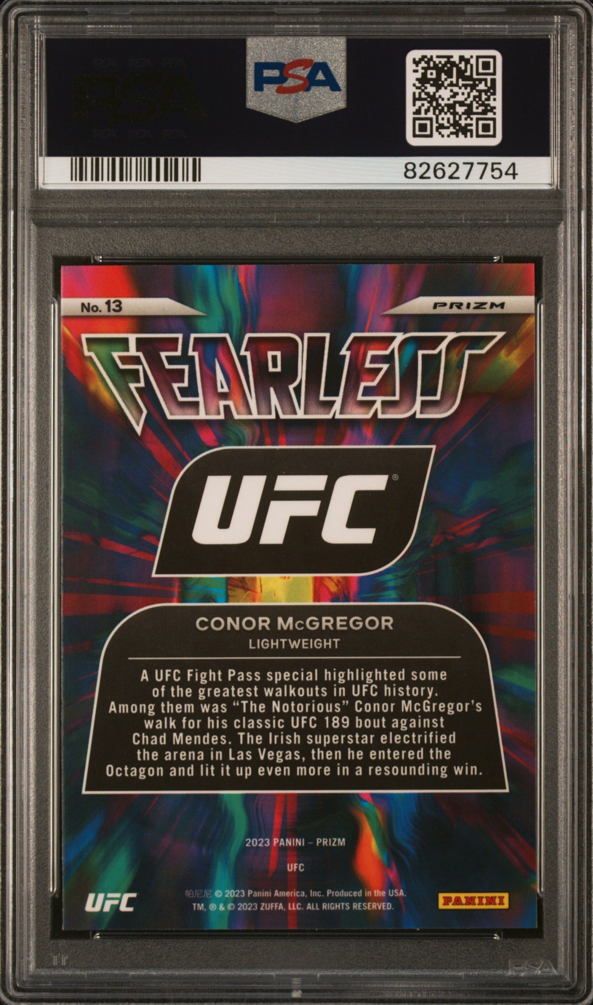 2023 Panini Prizm UFC Fearless Conor McGregor #13 Green PSA 9