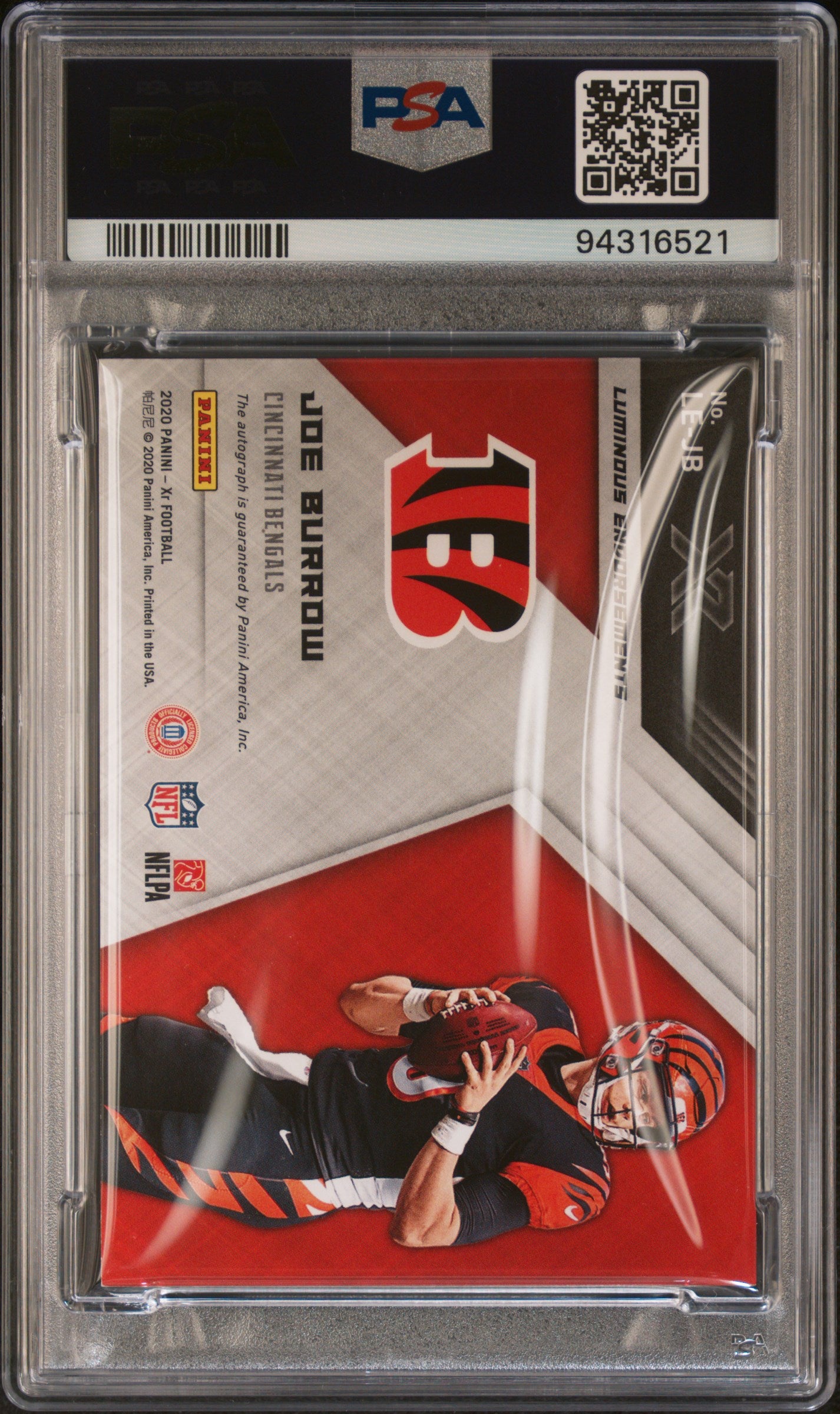 2020 Panini XR Luminous Endorsements Autographs Joe Burrow #LEJB auto Gold 3/5