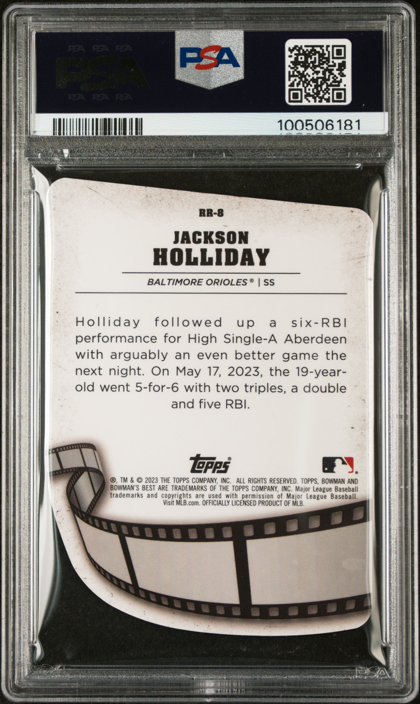2023 Bowman's Best Reel To Reel Die-Cuts Jackson Holliday #RR8 PSA 10