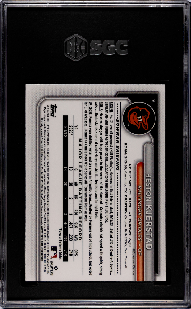 2024 Bowman Mega Box Heston Kjerstad #9 SGC 10