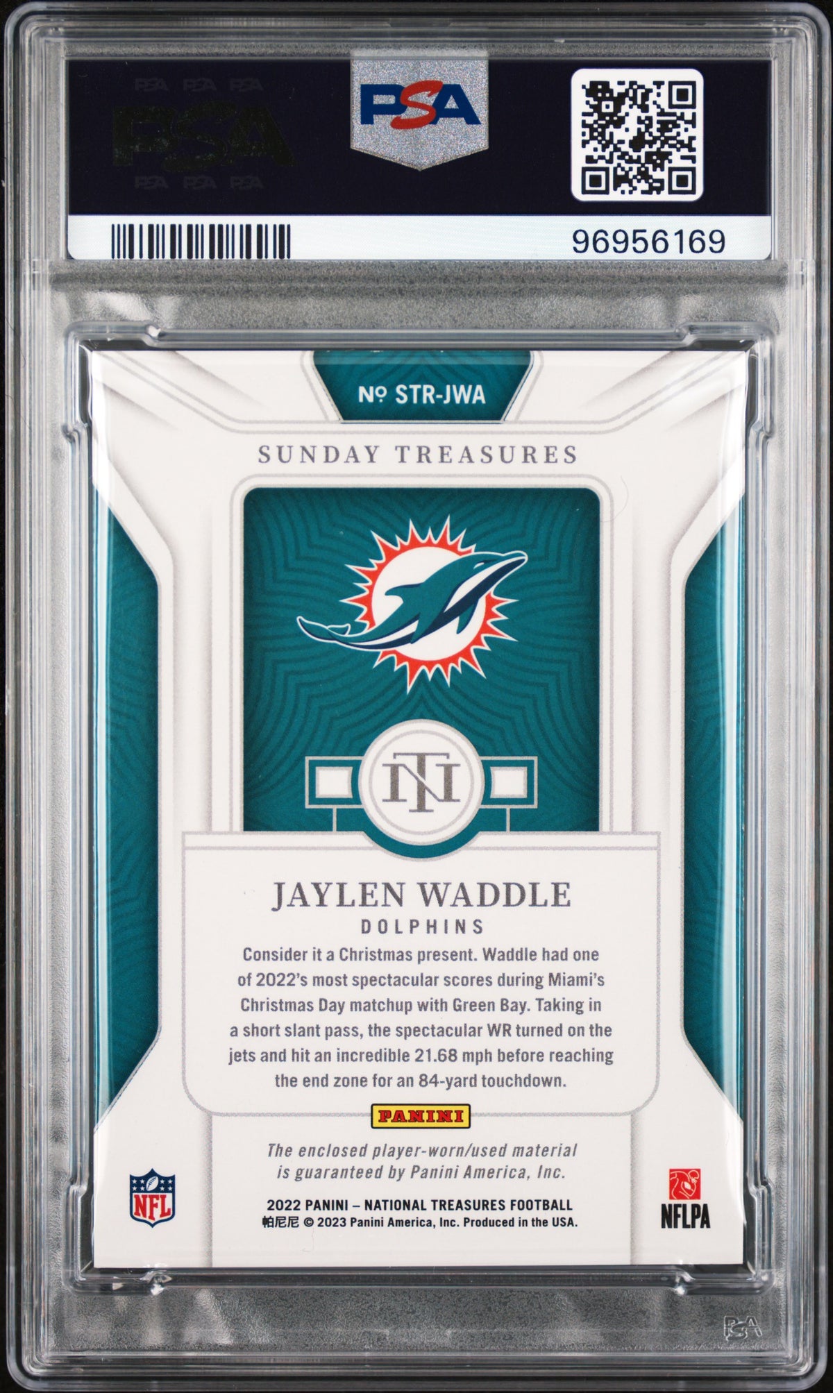 2022 Panini National Treasures Patches Jaylen Waddle #JWA Shield 1/1 PSA 9