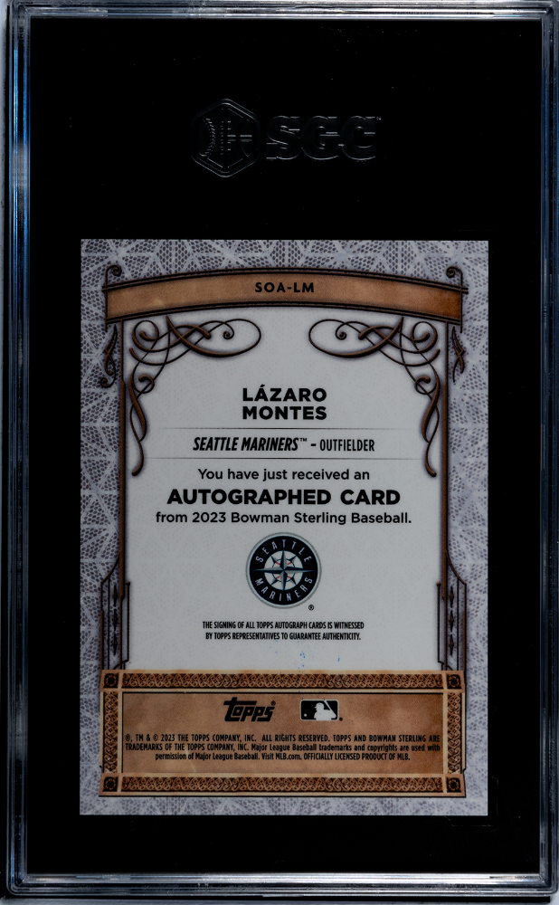 2023 Bowman Sterling Lazaro Montes #SOA-LM Opulence, Autograph SGC 9 Auto 10