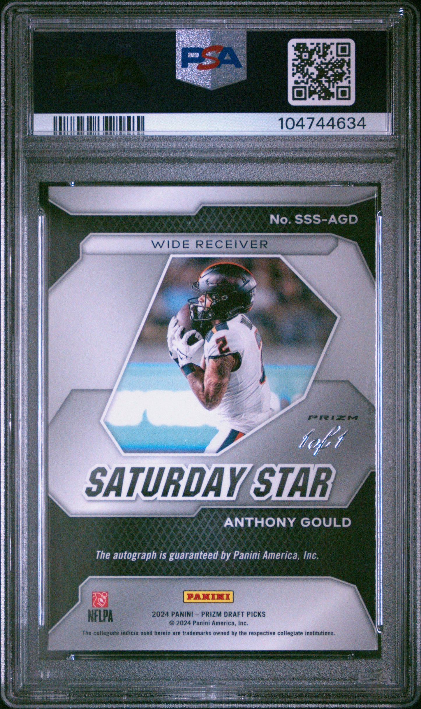2024 Panini Prizm Draft Picks Star Anthony Gould #SSSAGD Black Shim 1/1 PSA 9