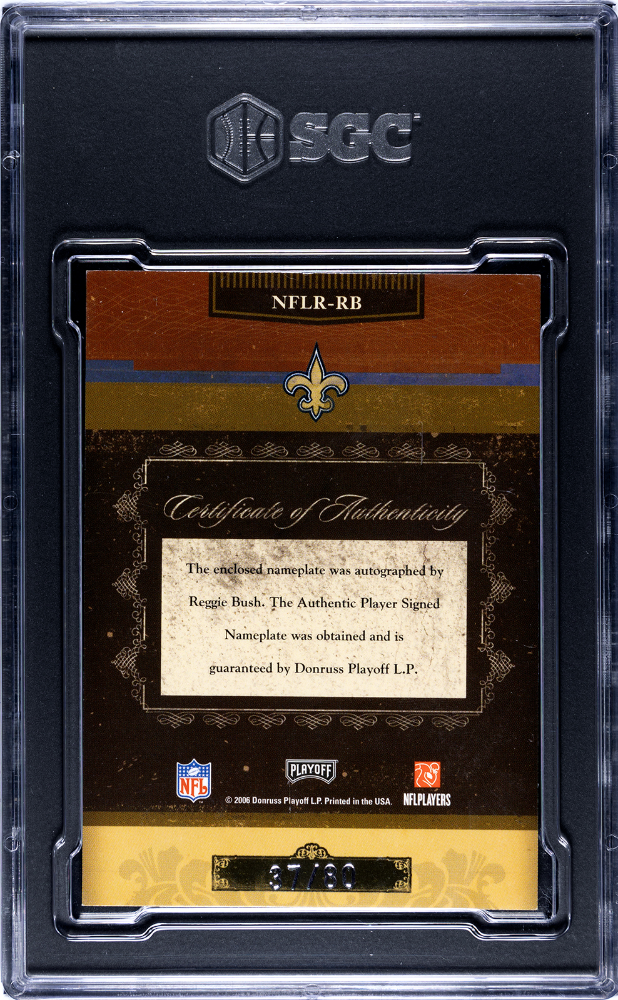 2006 Playoff National Reggie Bush #NFLR-RB NFL Rookie Letter Auto "K" SGC 8