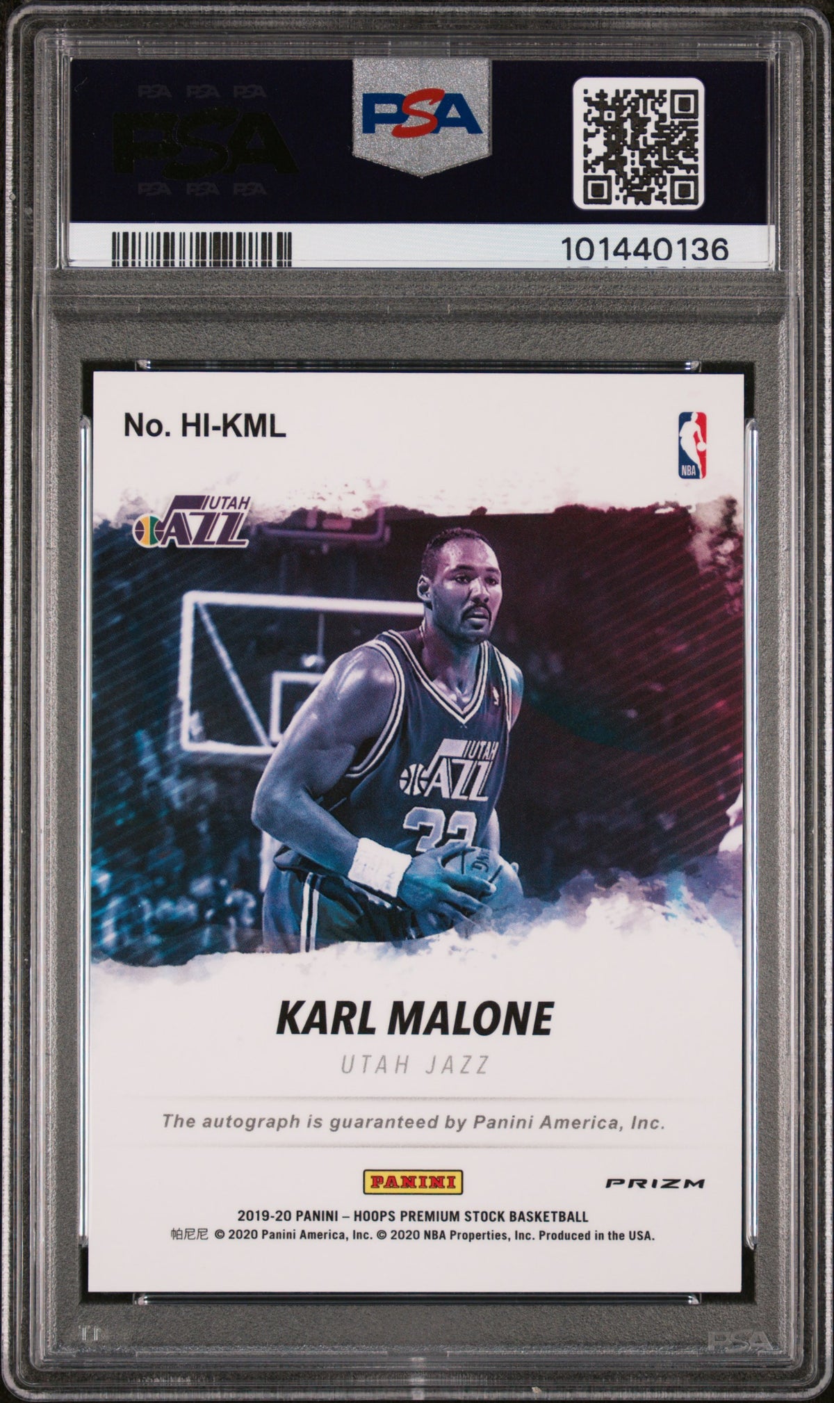 2019 Panini Hoops Premium Stock Hoops Ink Karl Malone #KML PSA 9
