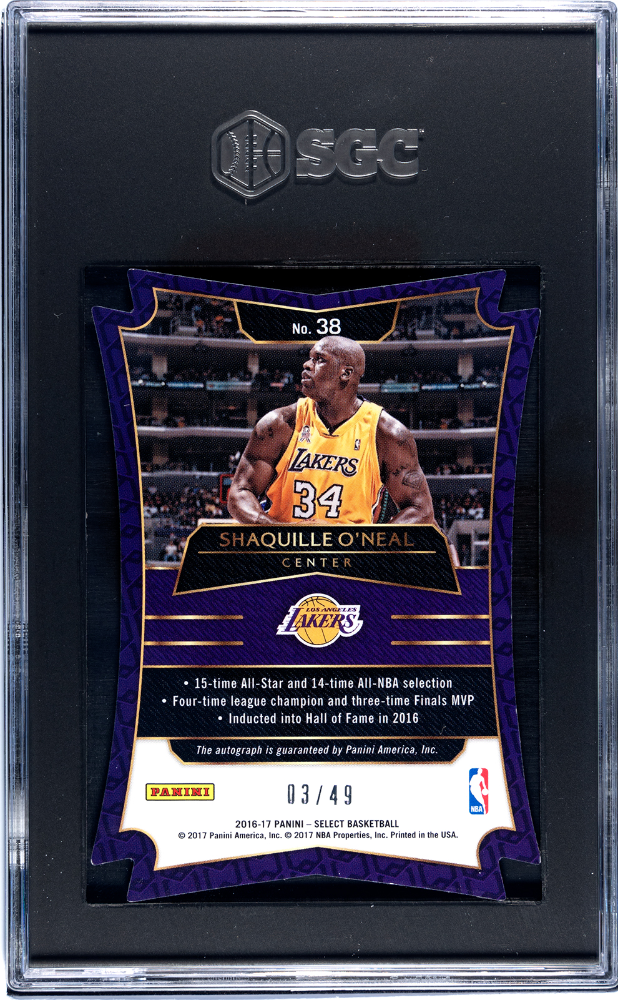 2016 Panini Select Shaquille O'Neal #38 Die Cut Autograph SGC 7