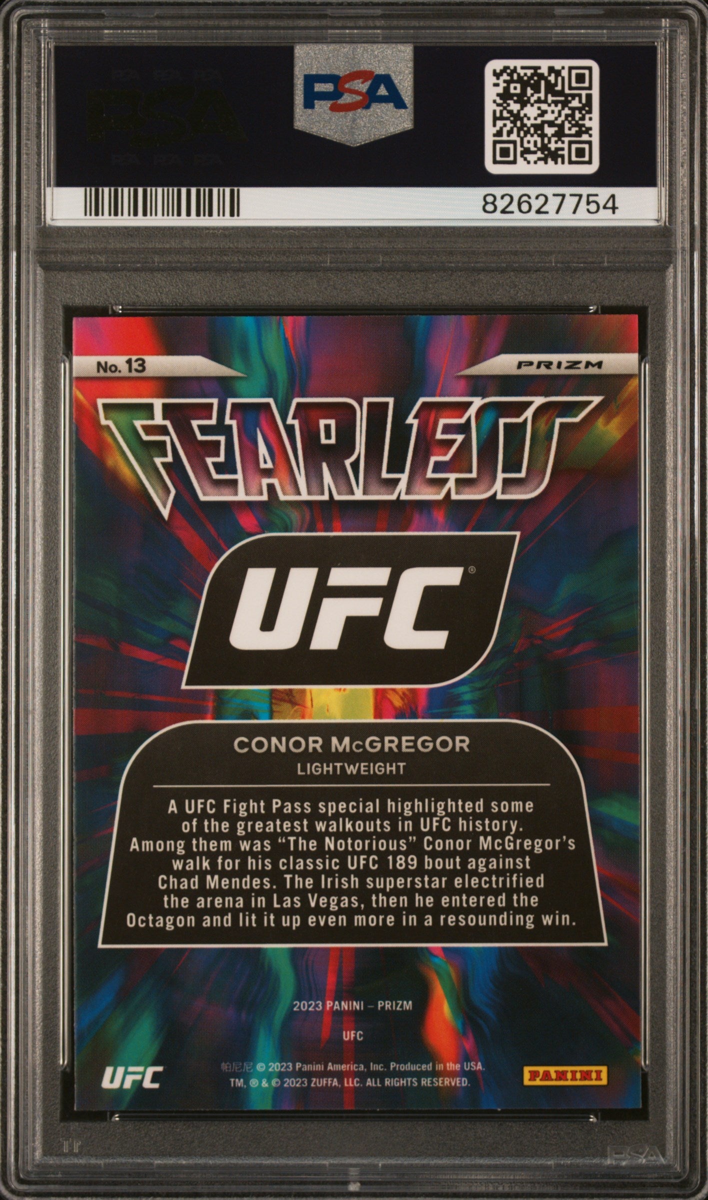2023 Panini Prizm UFC Fearless Conor McGregor #13 Green PSA 9