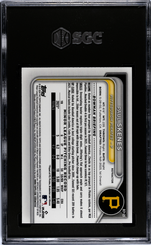 2024 Bowman Paul Skenes #BCP-125 CHR. Pros. Refractor SGC 9