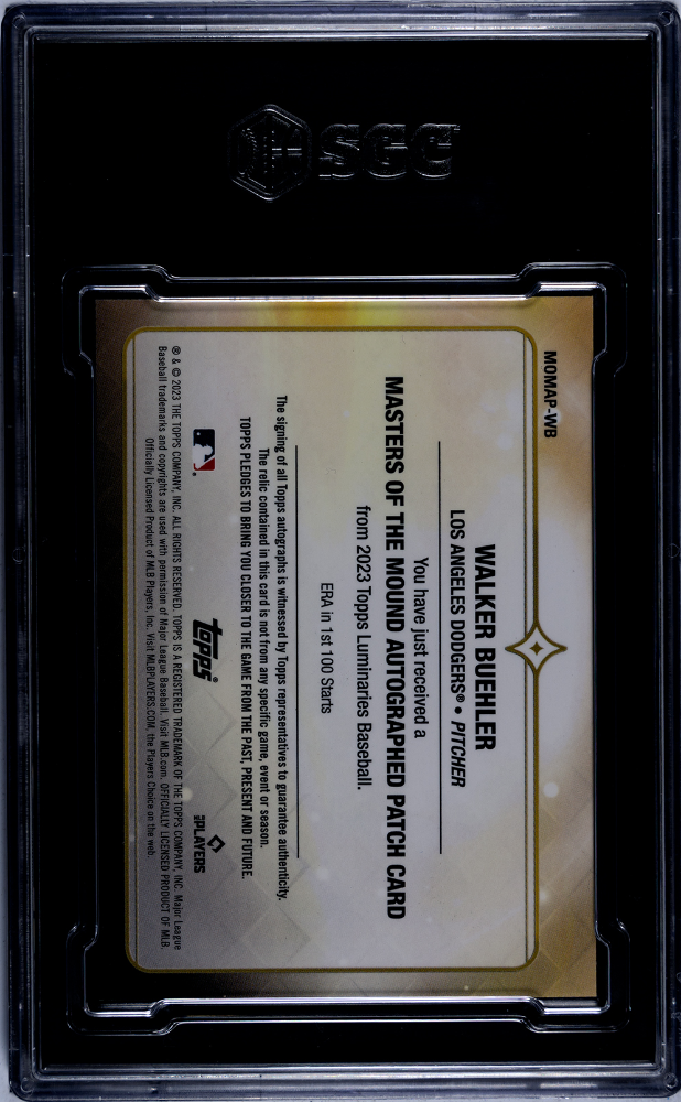 2023 Topps Luminaries Walker Buehler #MOMAP-WB Masters Of The Mound Patch SGC 9