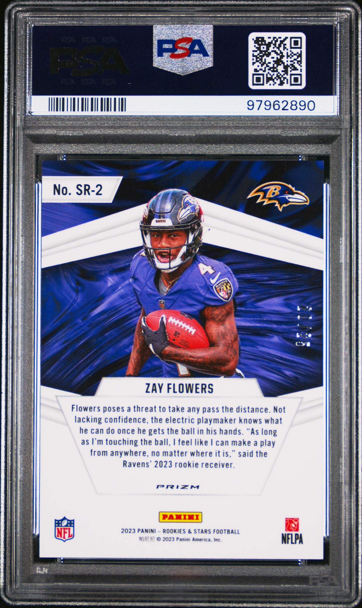 2023 Panini Rookies & Stars Stellar Rookies Zay Flowers #SR2 Orange PSA 10 /25