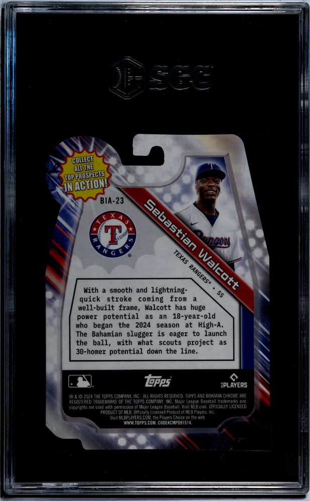 2024 Bowman Draft Sebastian Walcott #BIA-23 In Action Green Refractor SGC 9