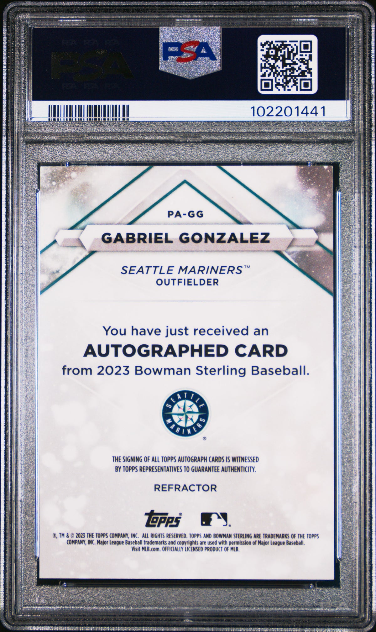 2023 Bowman Sterling Prospect Auto Gabriel Gonzalez #PAGG Refractor /150 PSA 9
