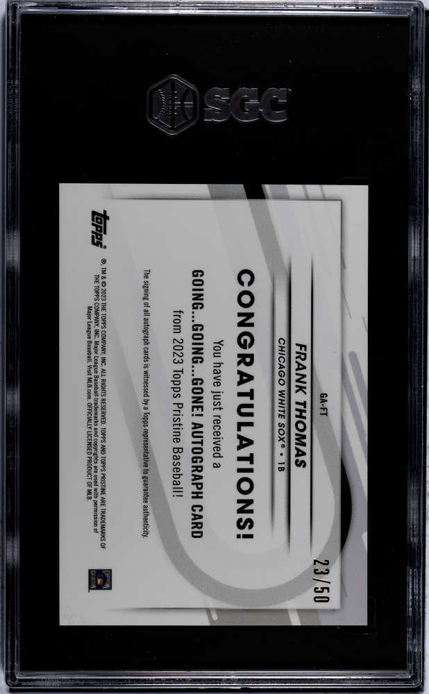 2023 Topps Pristine Frank Thomas #GA-FT Gold Refractor SGC 10 Auto 10