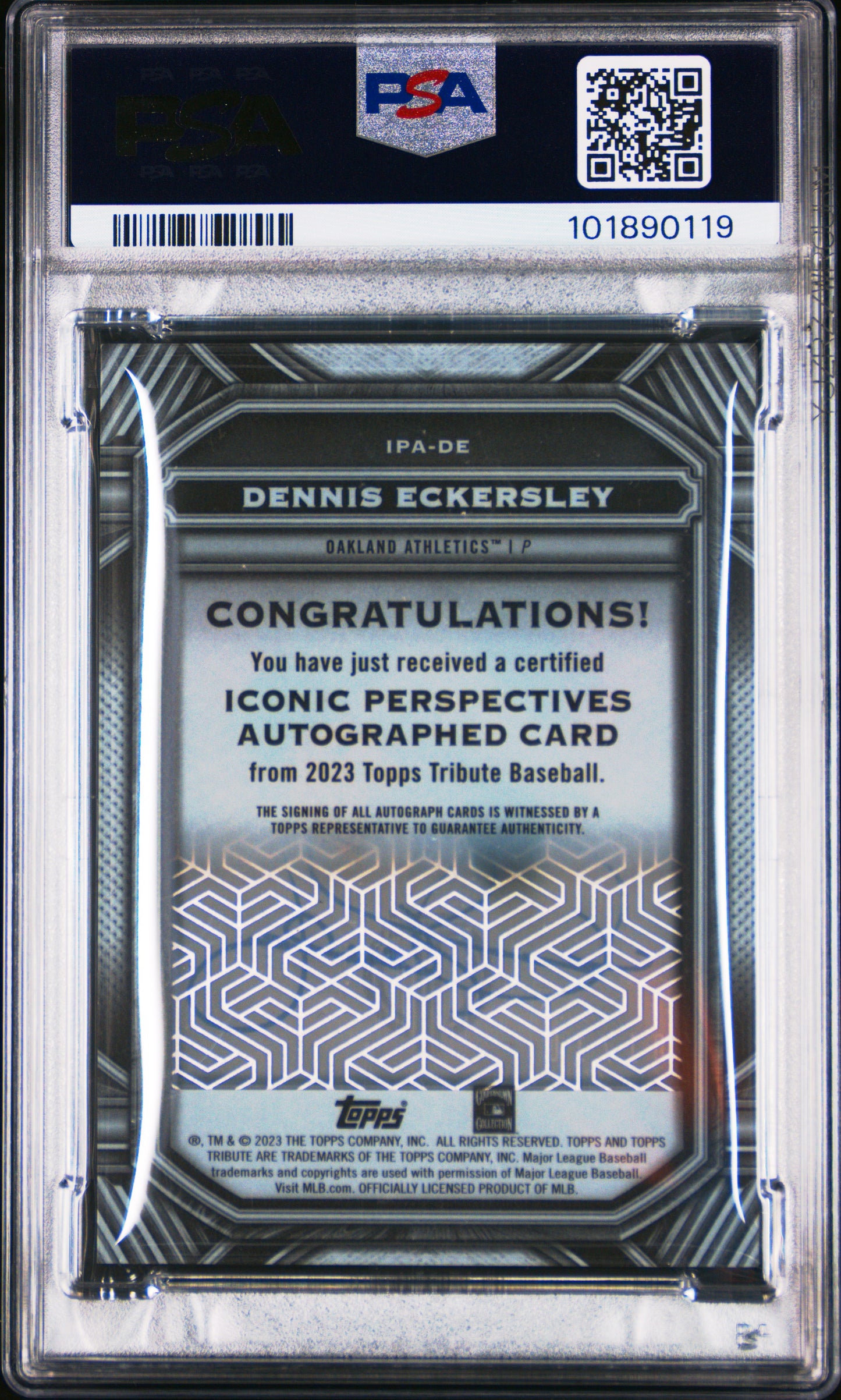 2023 Topps Tribute Perspectives Auto Dennis Eckersley #IPADE Red 01/10 PSA