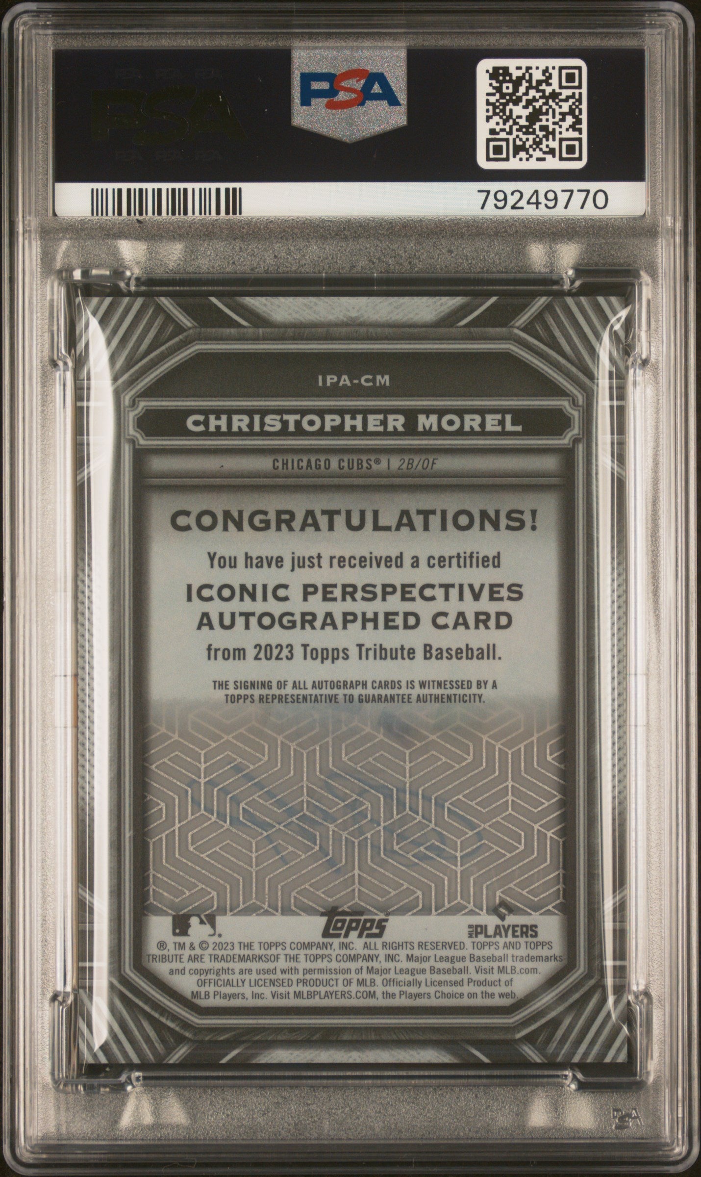 2023 Topps Tribute Iconic Perspectives Auto Christopher Morel #IPACM 01/50 PSA