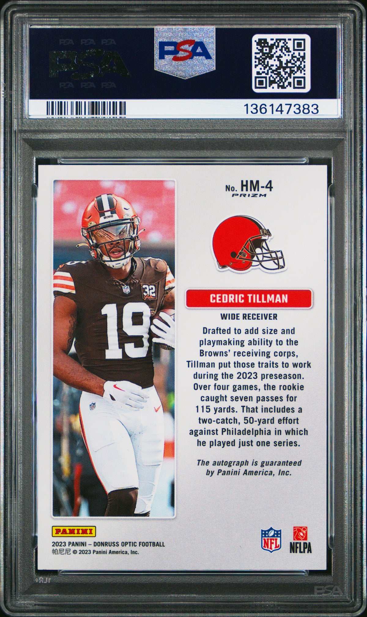 2023 Panini Donruss Optic Hash Marks Cedric Tillman #HM4 PSA 10