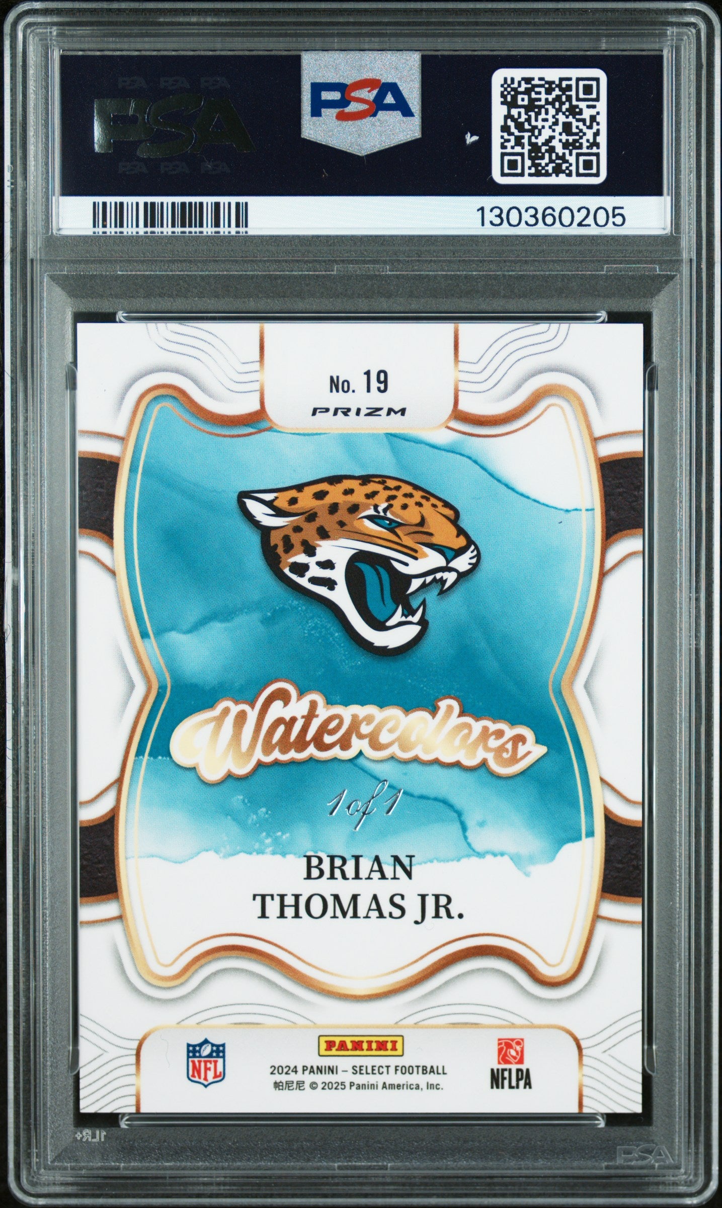 2024 Panini Select Watercolors Brian Thomas JR. #19 Black Prizm 1/1 PSA 10