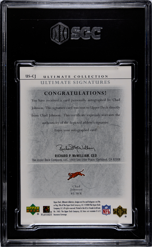 2004 Upper Deck Ultimate Collection Chad Johnson #US-CJ Sigs. 275 SGC Auto 10