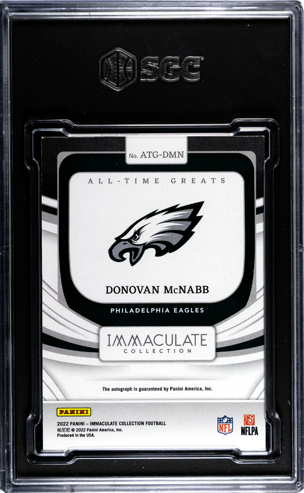 2022 Panini Immaculate Col. Donovan Mcnabb #ATG-DMN Greats Auto SGC 8 Auto 10