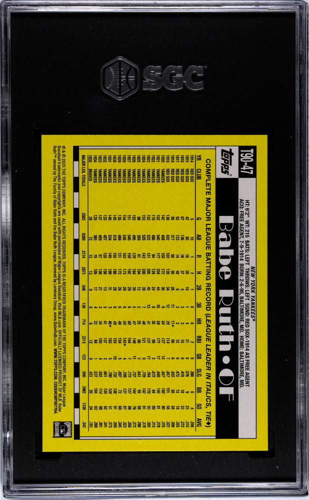 2025 Topps Babe Ruth #T90-47 '90 SGC 10