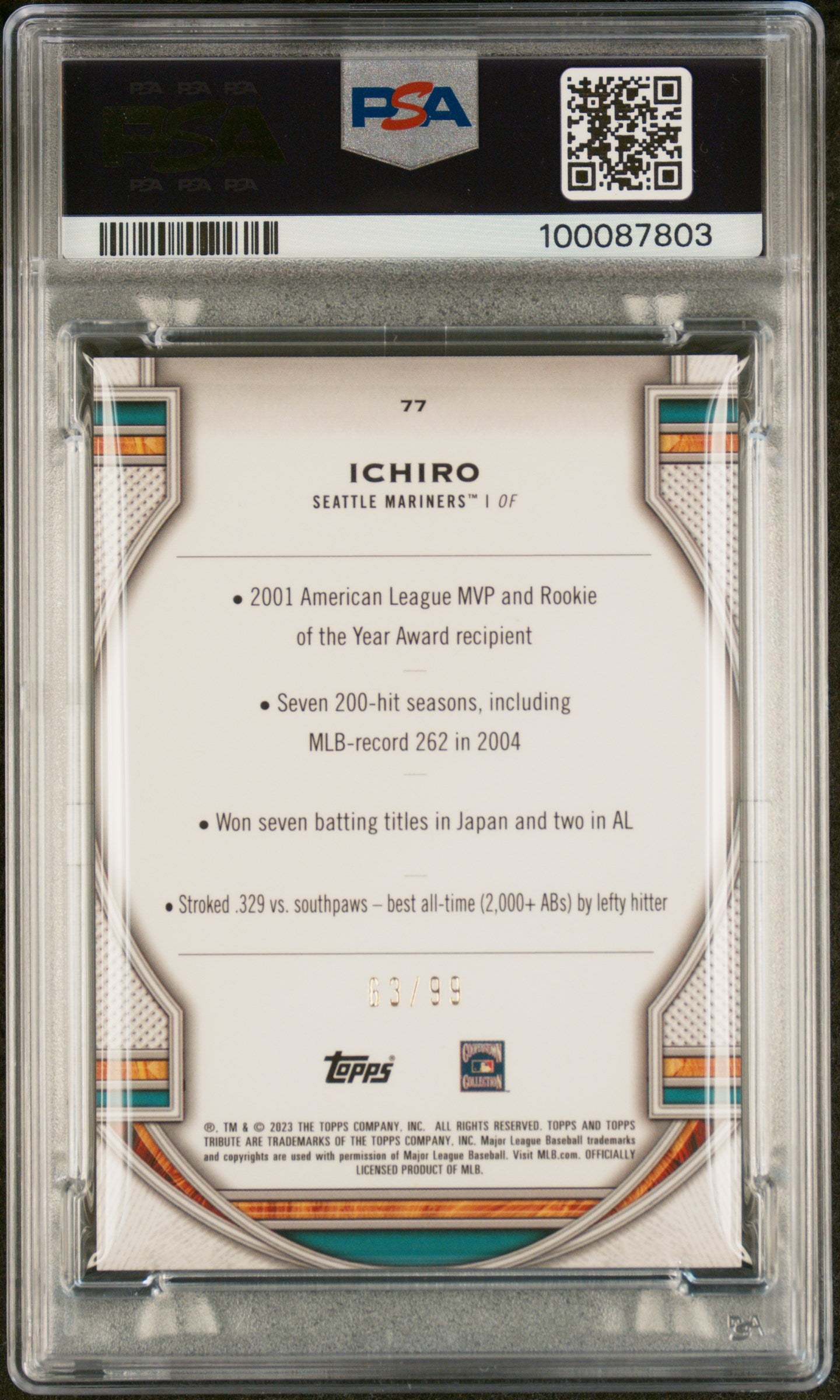 2023 Topps Tribute Ichiro #77 Green PSA 10