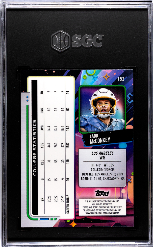 2024 Topps Cosmic Chrome Ladd Mcconkey #152 Green Space Dust Refractor SGC 9