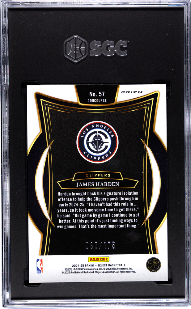 2024 Panini Select James Harden #57 Maroon Prizm SGC 8