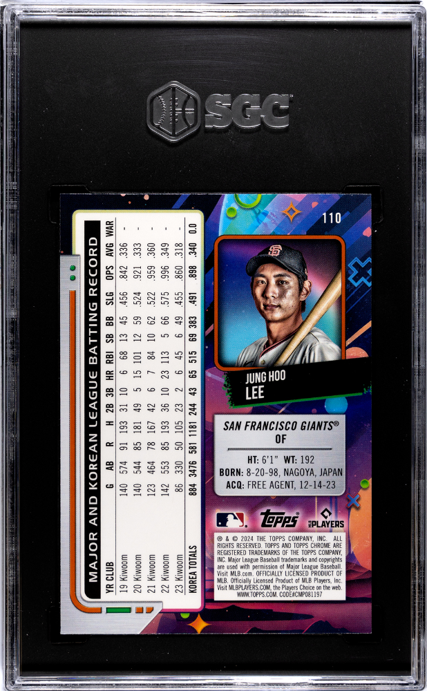 2024 Topps Cosmic Chrome Jung Hoo Lee #110 Purple Nebula Refractor SGC 10