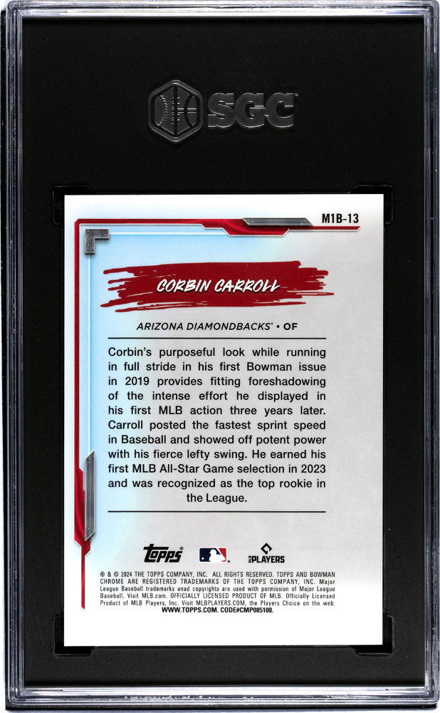 2024 Bowman Chrome Corbin Carroll #M1B-13 My 1ST Orange Refractor SGC 10