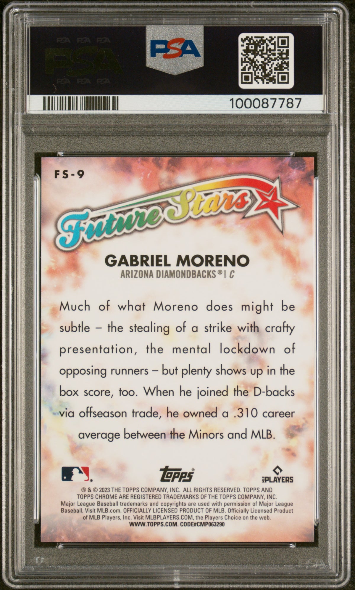 2023 Topps Chrome Logofractor Future Stars Gabriel Moreno #FS9 Blue Ref PSA 10