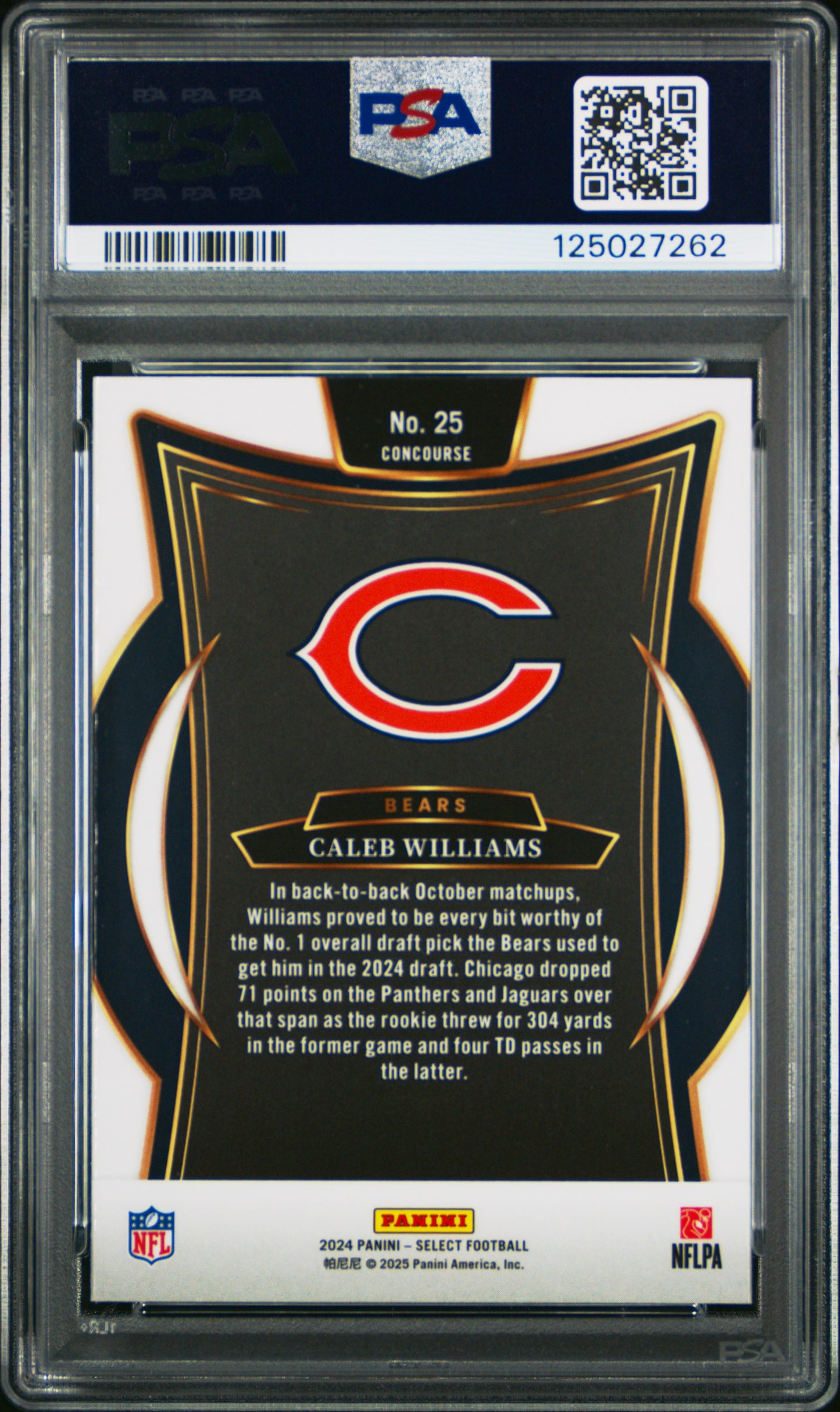 2024 Panini Select Caleb Williams #25 PSA 9