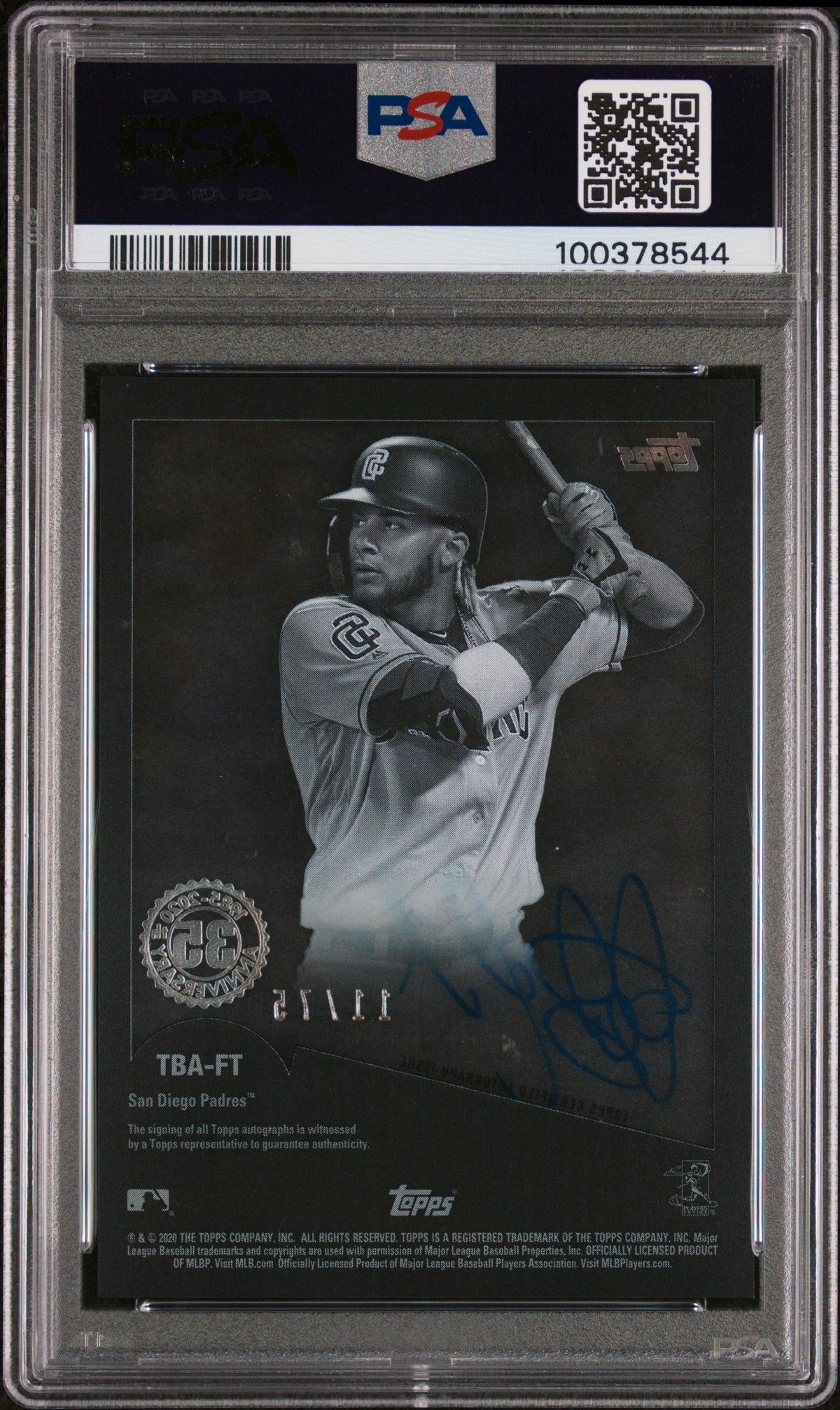 2020 Topps Clearly 1985 Topps Baseball Auto Fernando Tatis JR blk 11/75 PSA 8