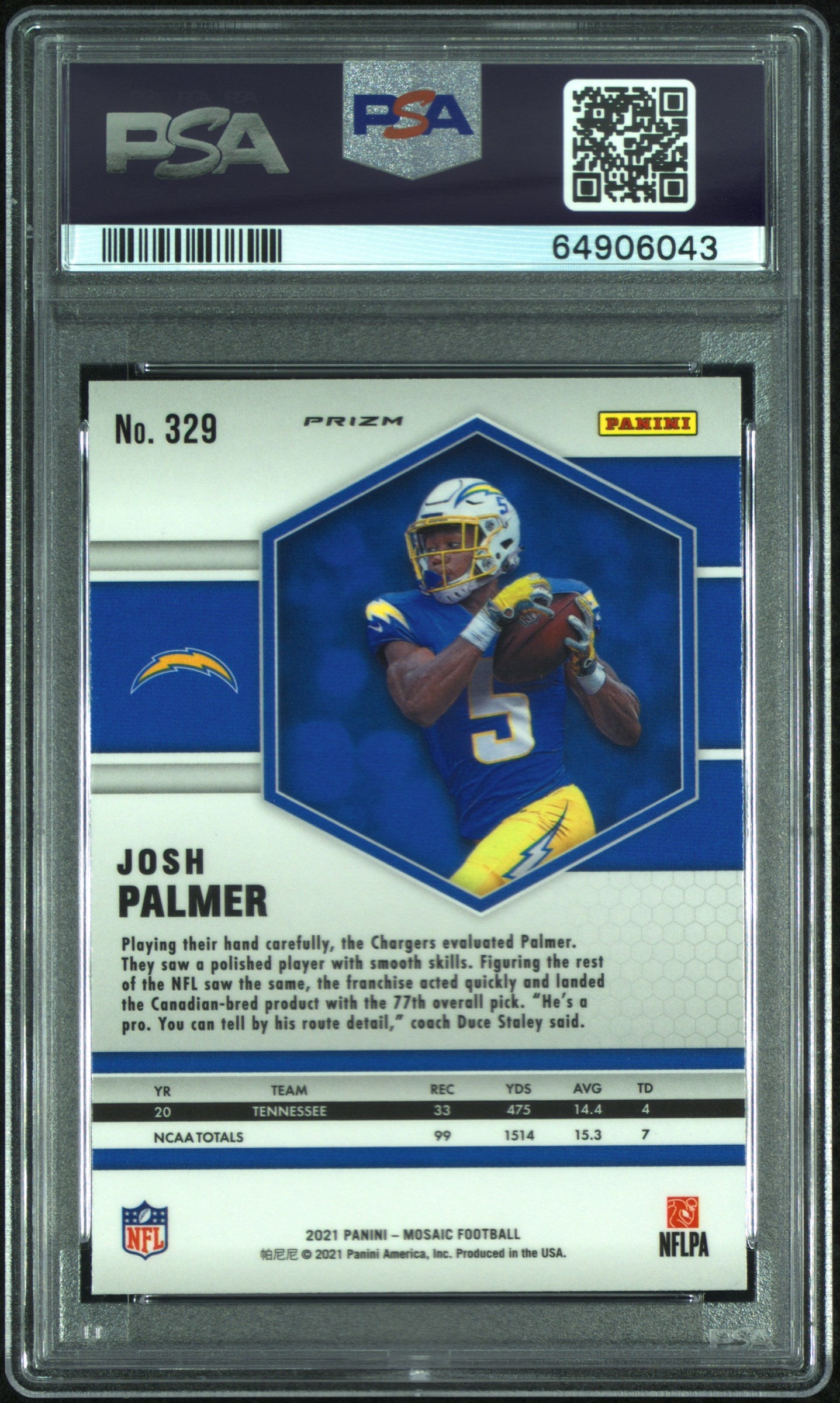 2021 Panini Mosaic Josh Palmer #329 Genesis PSA 9