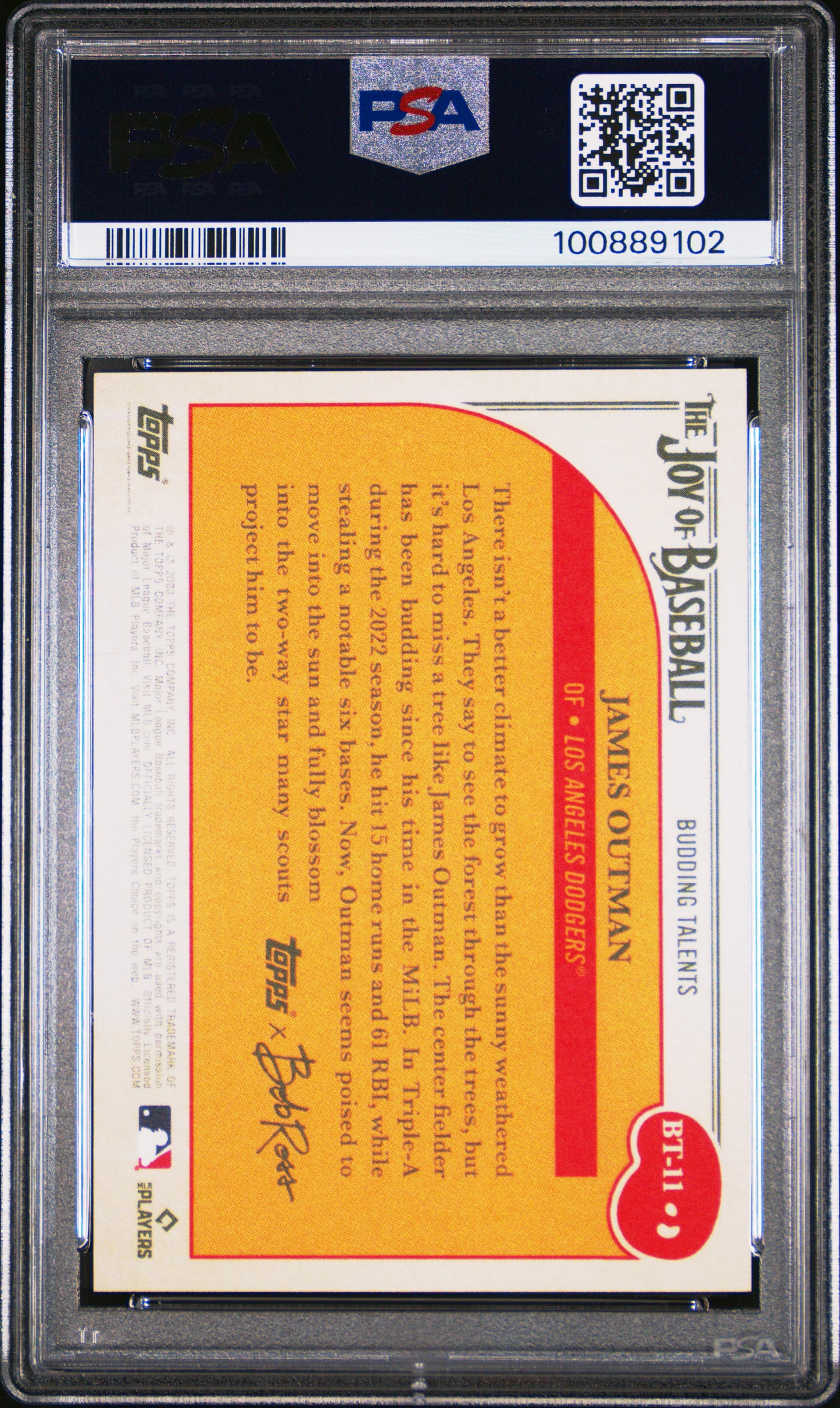 2023 Topps X Bob Ross The Joy Of Talents James Outman #BT11 Yellow /25 PSA 10