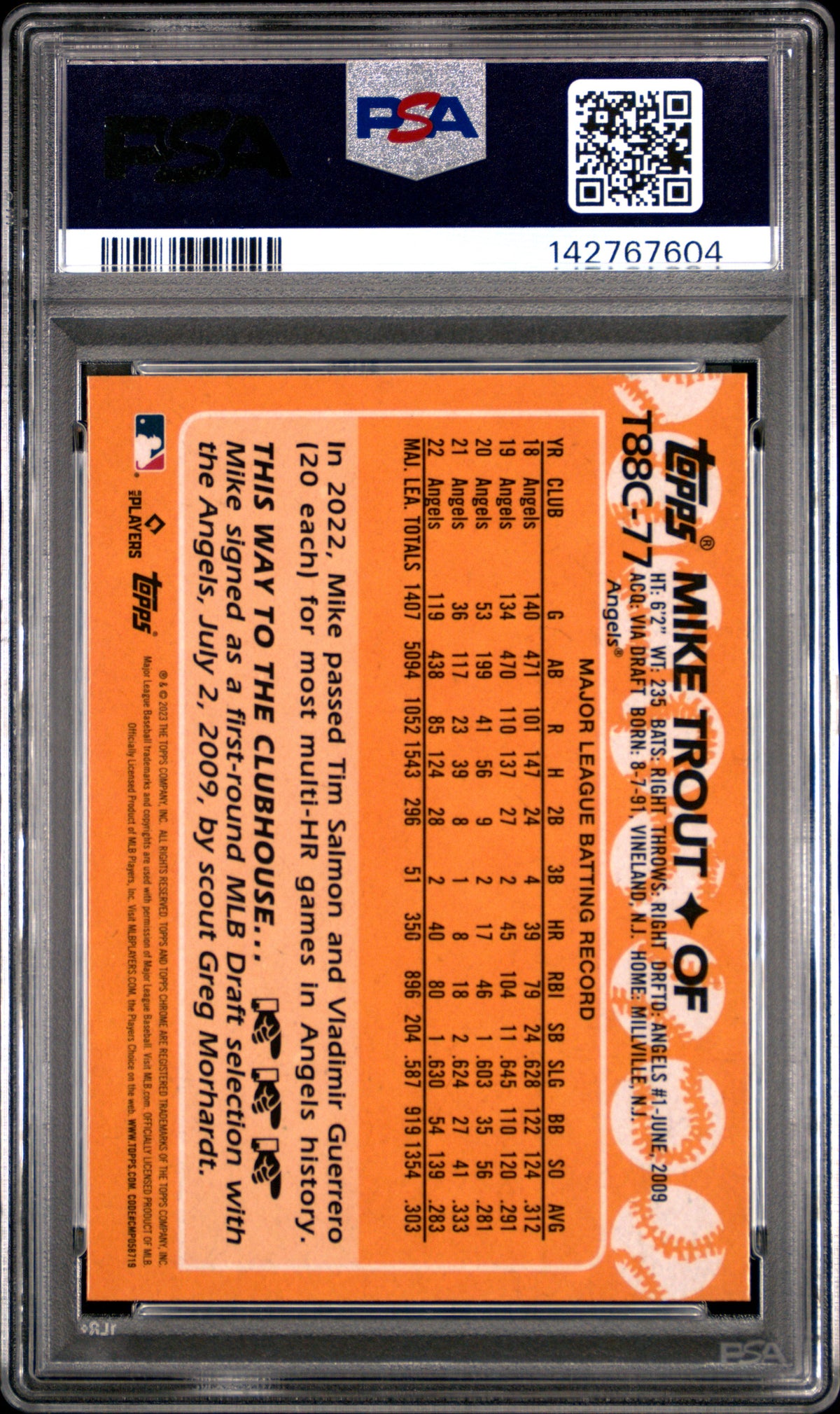2023 Topps Silver Pack 1988 Chrome Promo Mike Trout #T88C77 PSA 10