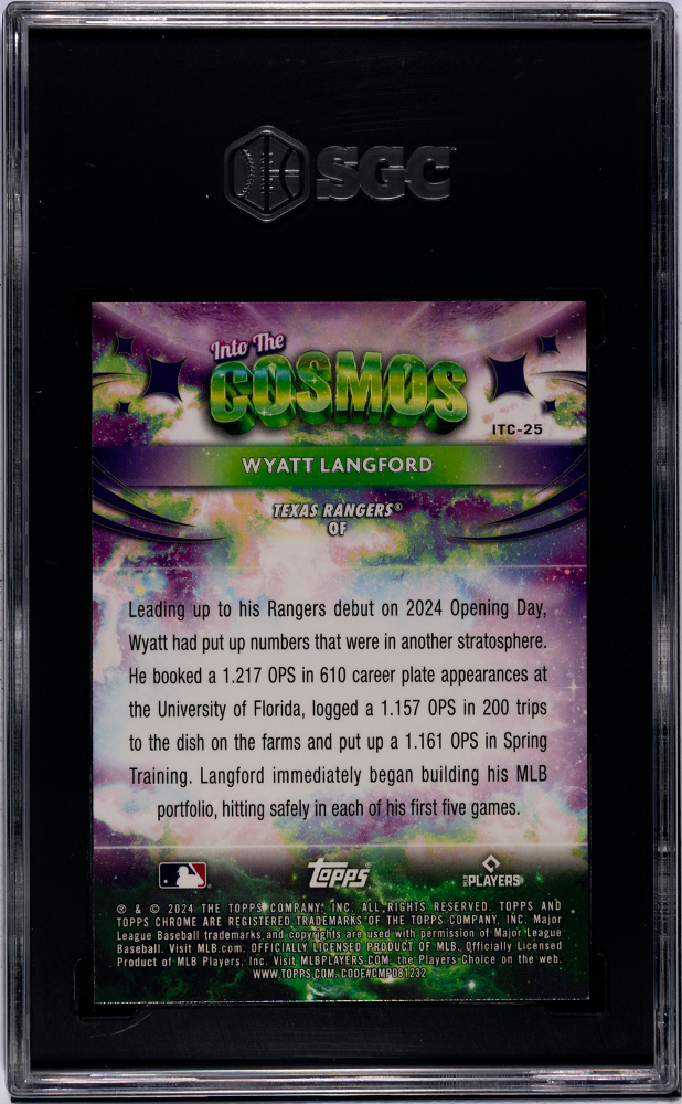2024 Topps Cosmic Wyatt Langford #ITC-25 Green Space Dust Refractor SGC 9.5