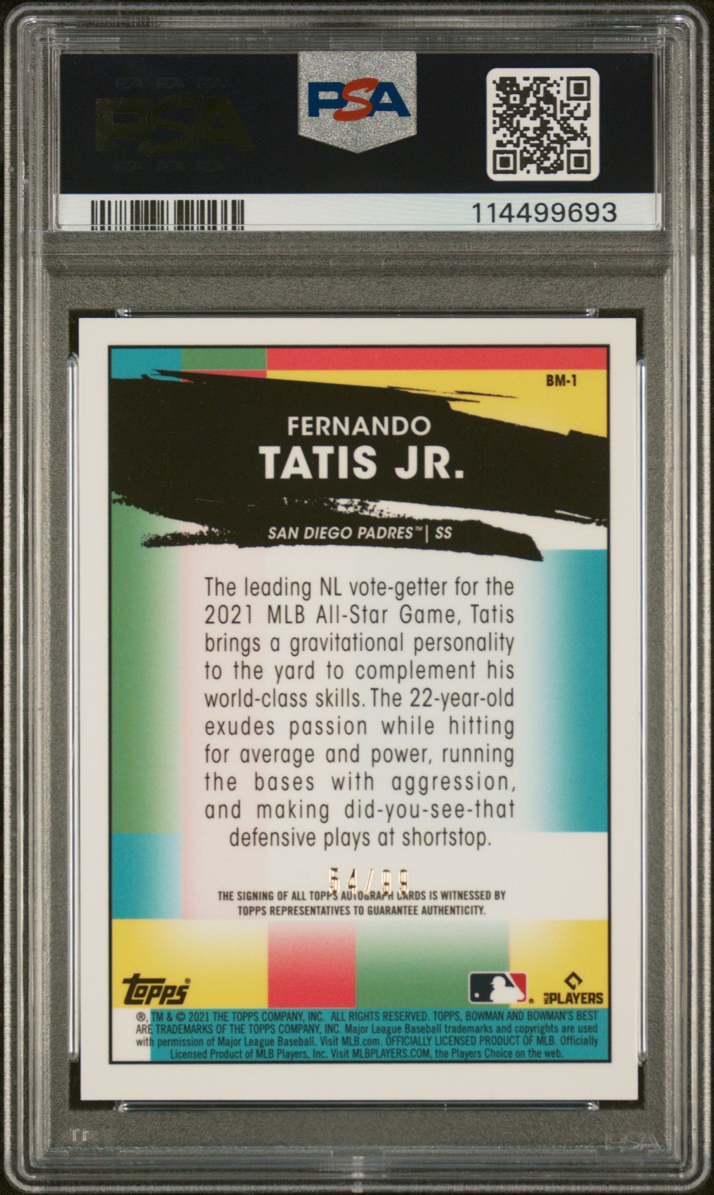 2021 Bowman's Best Bowman Masterpieces Fernando Tatis JR. #BM1 Au. PSA 9