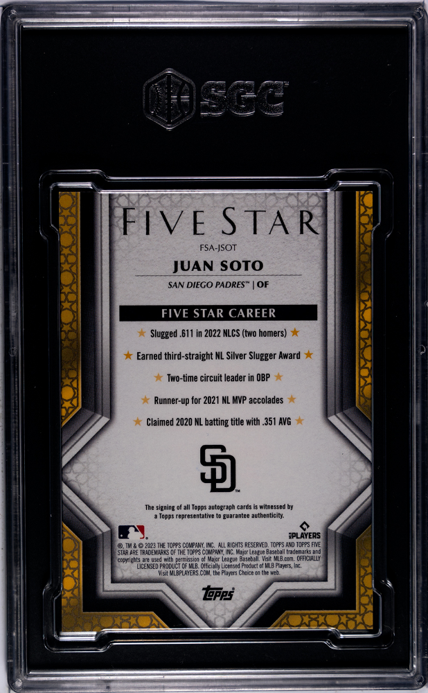 2023 Topps Five Star Juan Soto #FSA-JSOT Autograph Purple SGC 9