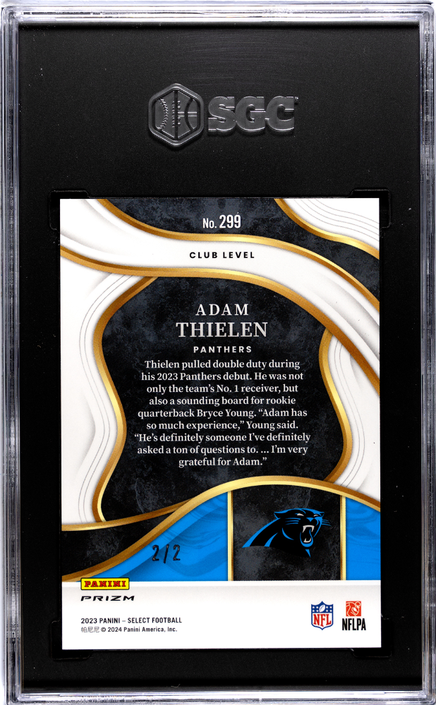 2023 Panini Select Adam Thielen #299 Green Black Snakeskin Prizm SGC 10