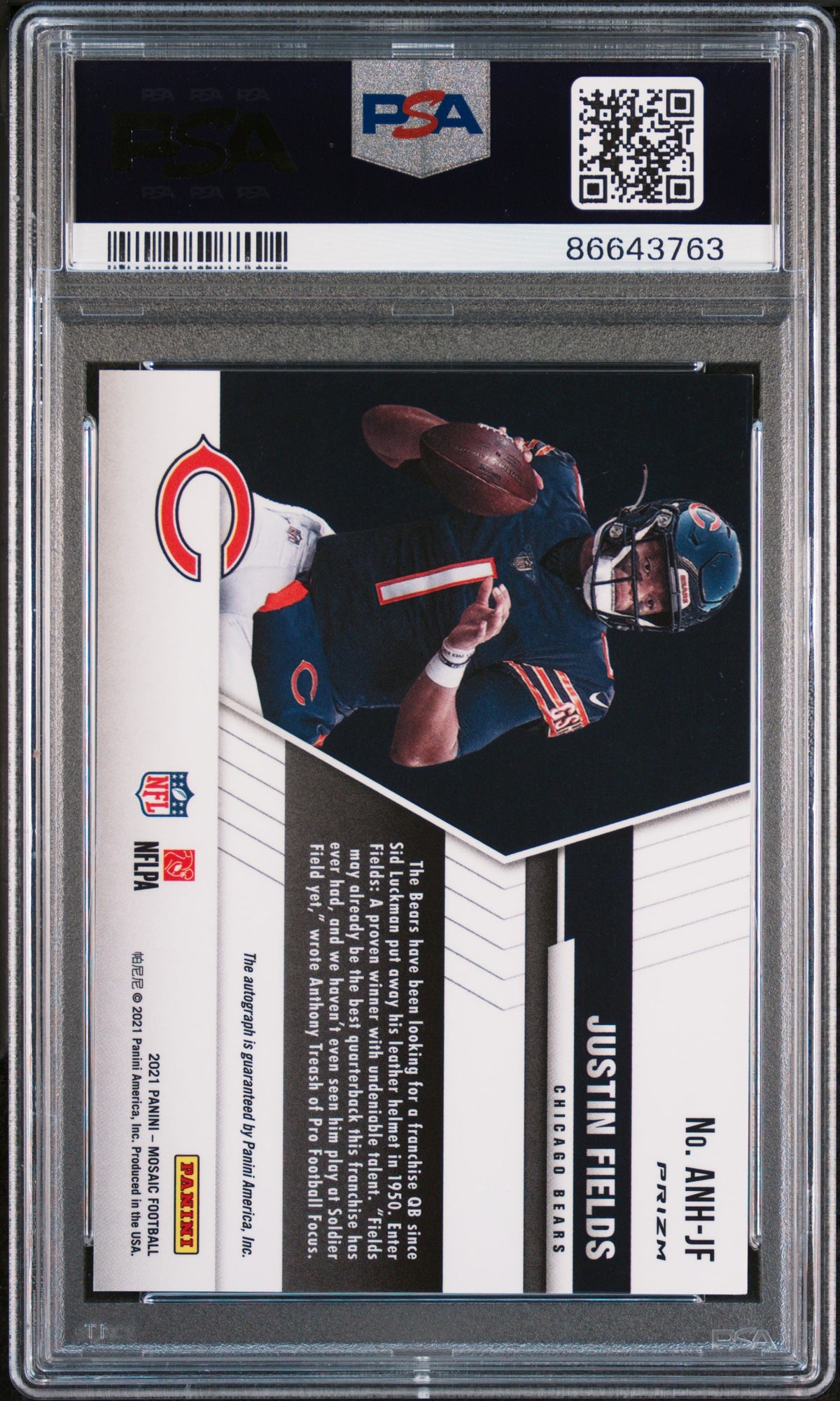 2021 Panini Mosaic Autographs No Huddle Justin Fields #ANHJF PSA 9