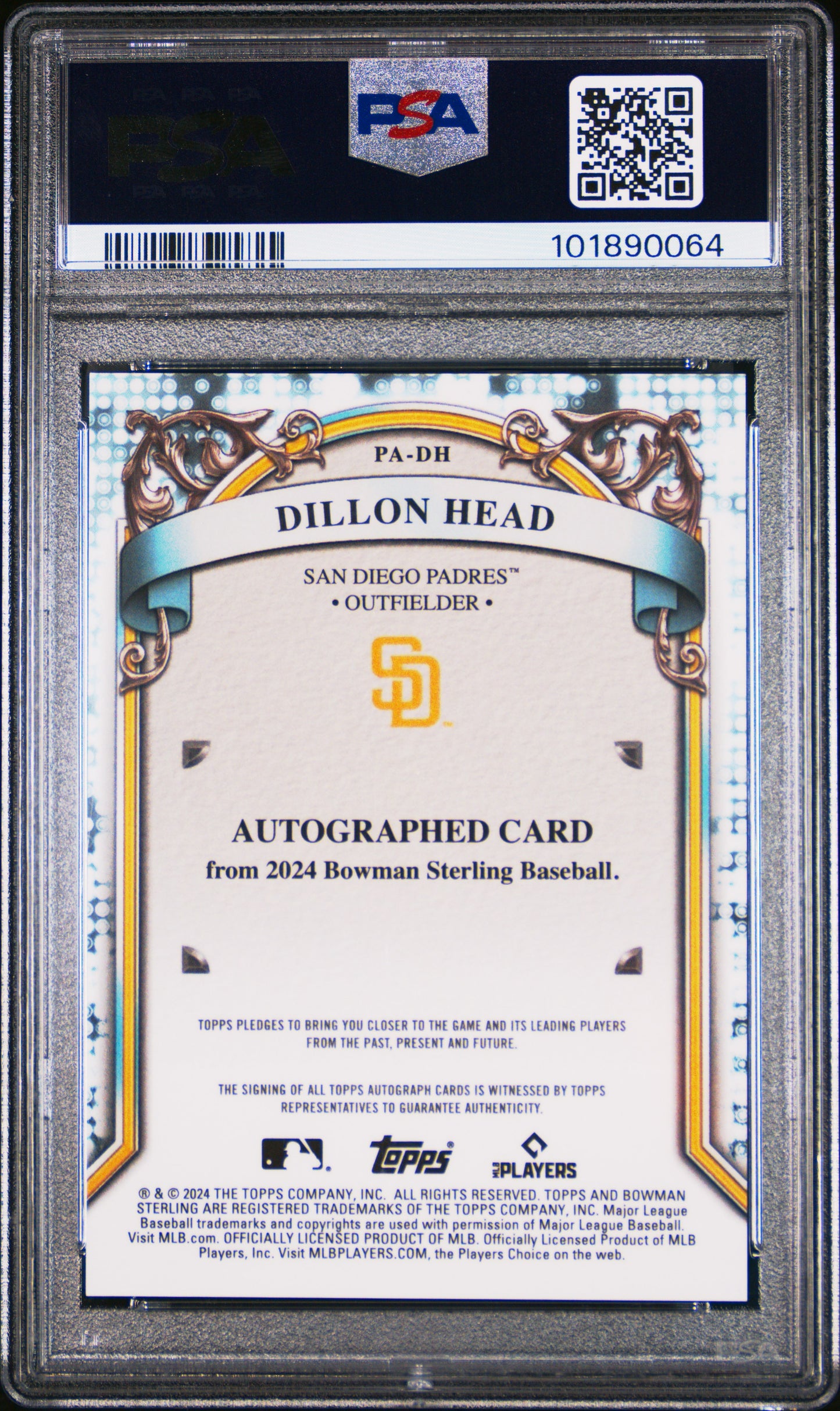 2024 Bowman Sterling Prospect Autographs Dillon Head #PADH PSA 9