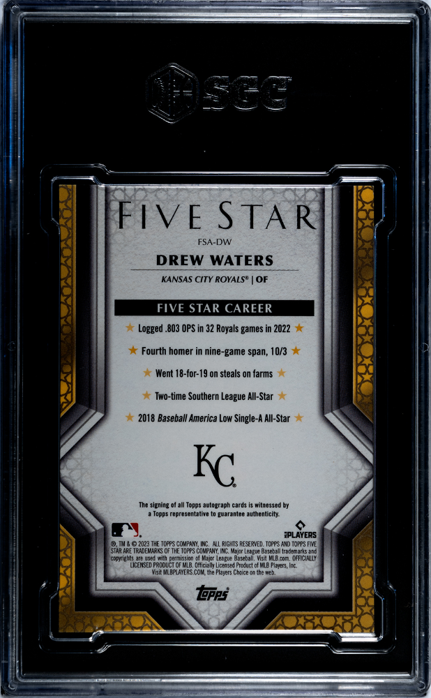 2023 Topps Five Star Drew Waters #FSA-DW Autograph SGC 9